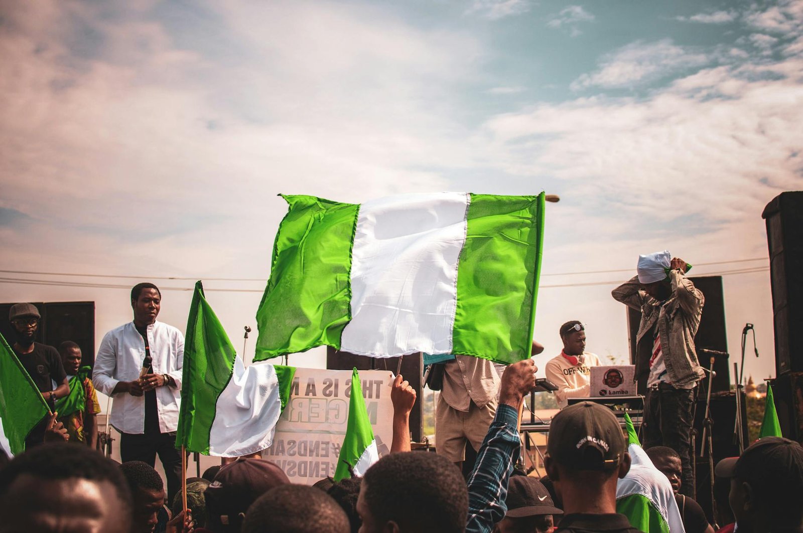 people holding flags